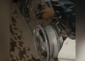 Homem dirige sem um dos pneus e provoca acidente na BR-153, em Goiânia